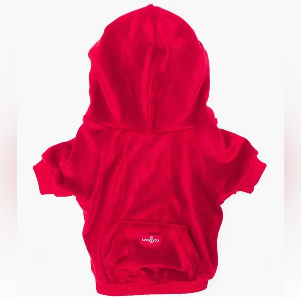 Limited Edition Ruby Red Velvet Velour Hoodie for Dogs by Lucy&Co - Size Large